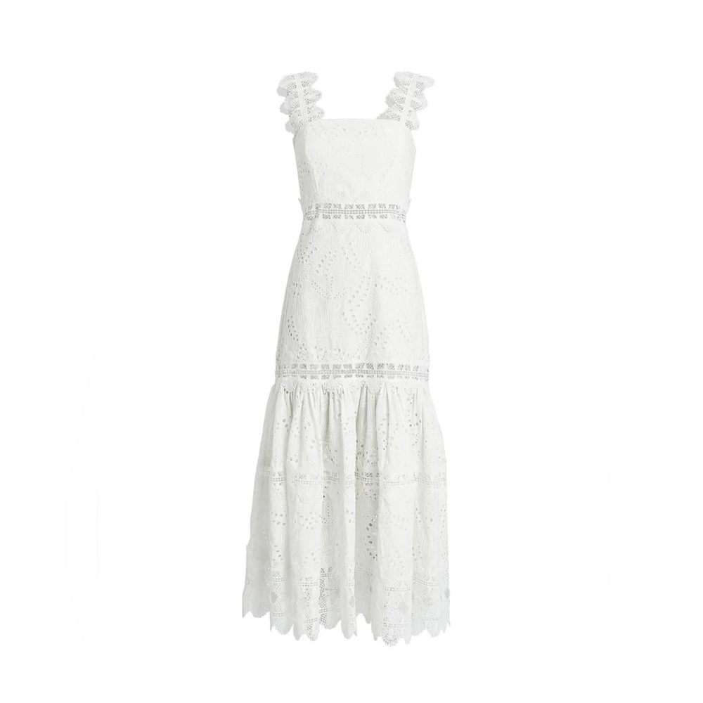 Waimari Sirenuse Eyelet Cotton Maxi Dress in White